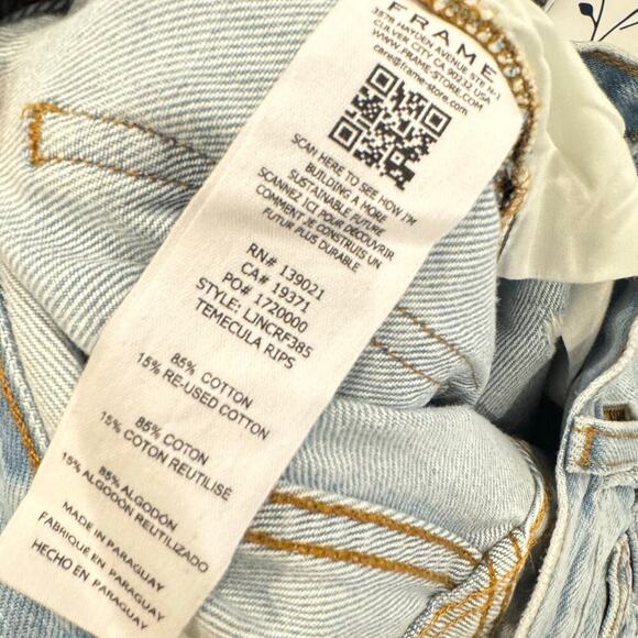 FRAME Le Jane Raw Hem High Waist Crop Wide Leg Jeans Temecula Rips Size 25 NWT - Picture 8 of 11